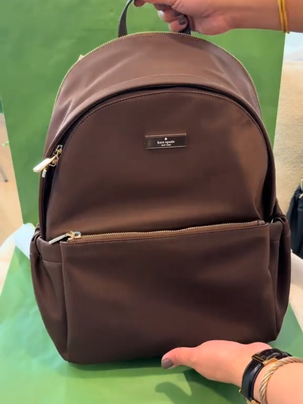 Kate Spade New York Carter Nylon Medium Dome Backpack in Hot Fudge